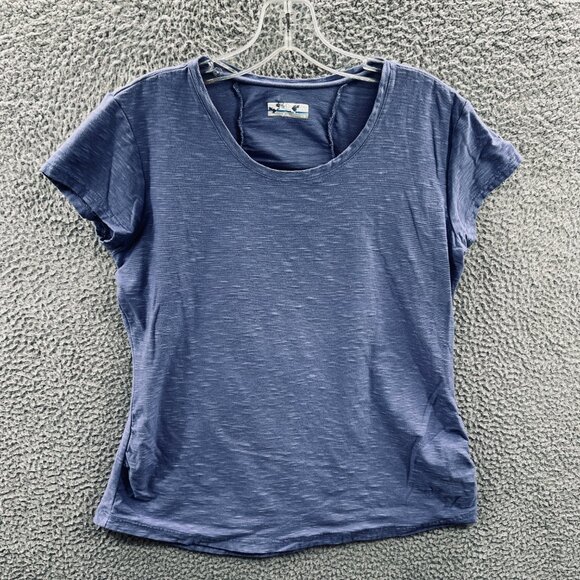 Columbia Womens Top Large Blue Short Sleeve Pullover Shirt Stretch - Picture 1 of 8